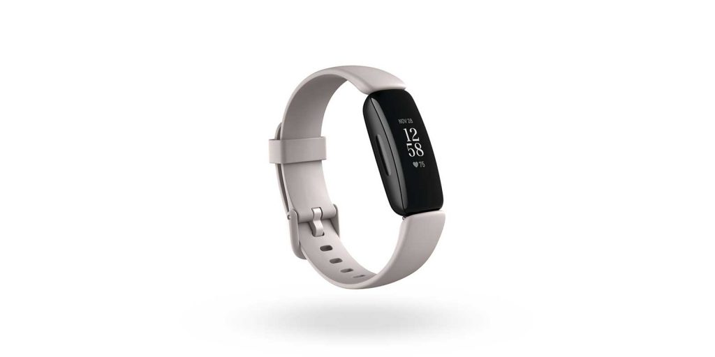 Fitbit Inspire 2 Render 3QTR Core Lunar White Black Clock Default Shadow