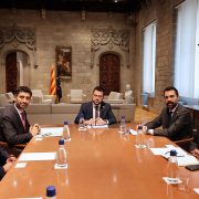 El president de la Generalitat de Catalunya, Pere Aragonès, se reúne con Jordi Ribas, vicepresidente corporativo de Microsoft, y Alberto Granados, presidente de Microsoft Ibérica