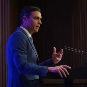 El presidente del Gobierno, Pedro Sánchez, durante su intervención en el acto 'Autonomía estratégica abierta: Hacia un nuevo pilar del bienestar europeo'.