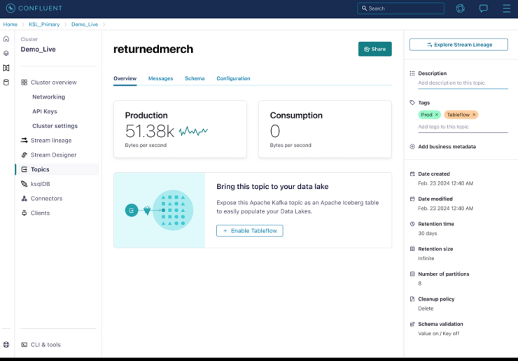 ConfluentCloudInterfacew Tableflow
