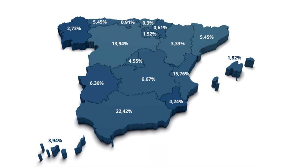 Internet satelital: la demanda se dispara en verano impulsada por el teletrabajo y las segundas residencias 4 Mapa España contratación satelital