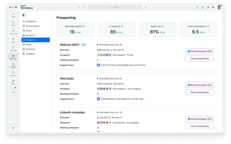 Zoom amplía su plataforma con nuevas funciones de IA para ventas y atención al cliente 6 Zoom Revenue Accelerator
