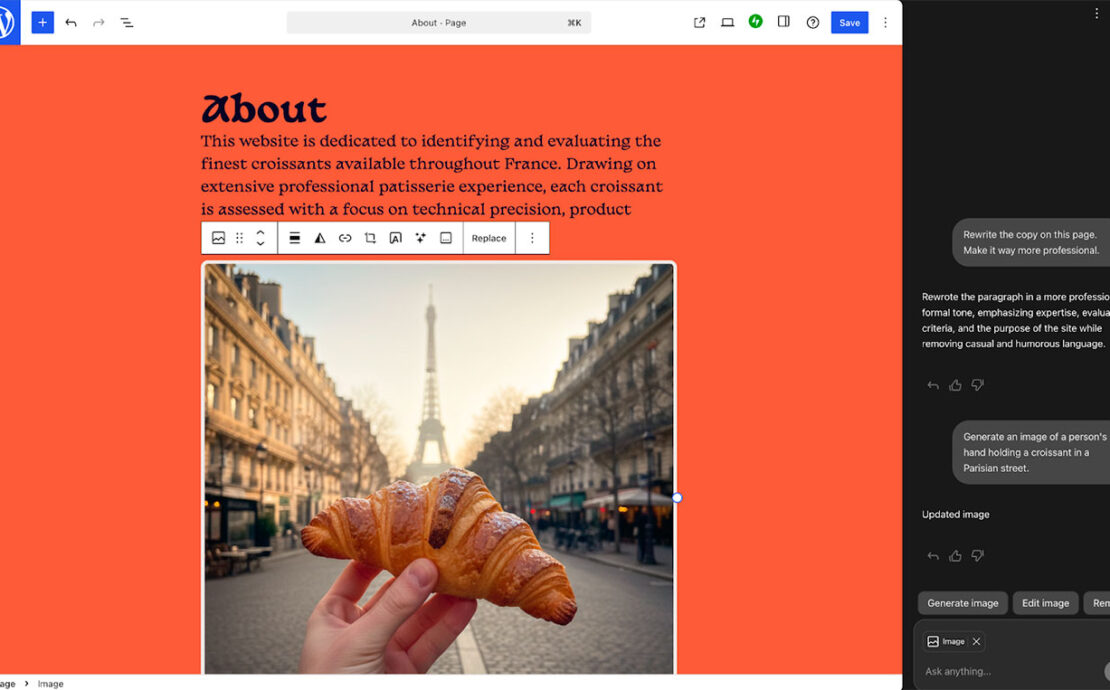 WordPress.com integra un asistente de IA en su editor